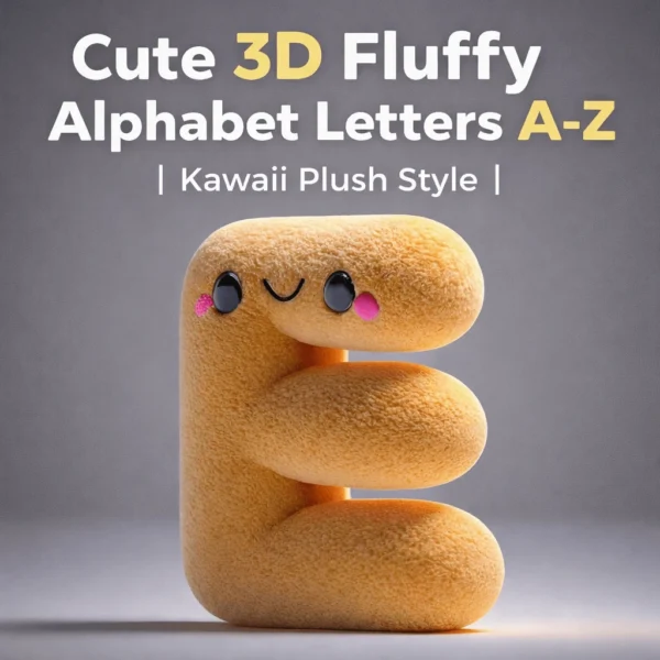 3D Fluffy Alphabet Letters Bundle A–Z | Cute Plush Style